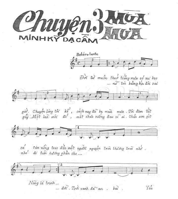 Sheet nhạc Chuyện Ba Mùa Mưa